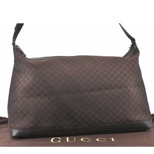 Authentic Gucci brown monogram canvas XL unisex travel bag Weekender